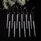 Icicle Christmas Tree Ornaments 42X Clear Acrylic Icicles Drop Pendants Christmas Tree Crystal Decorations For Winter Holiday