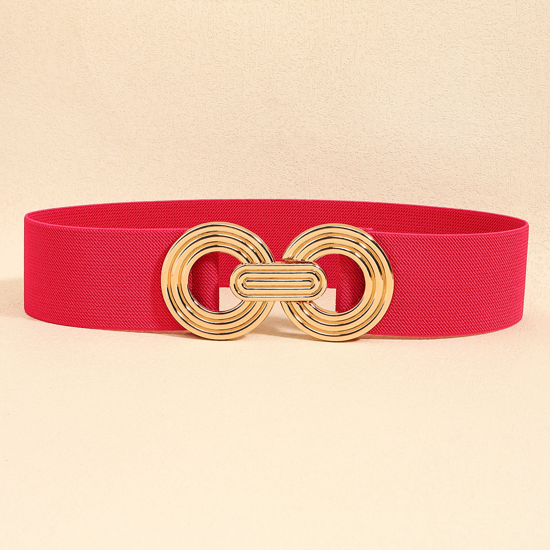 Wide Elastic Dress Waistband Multicolor Gold Metal Alloy Double Circle Hook Fashionable Woman's Belt，Corset Belt