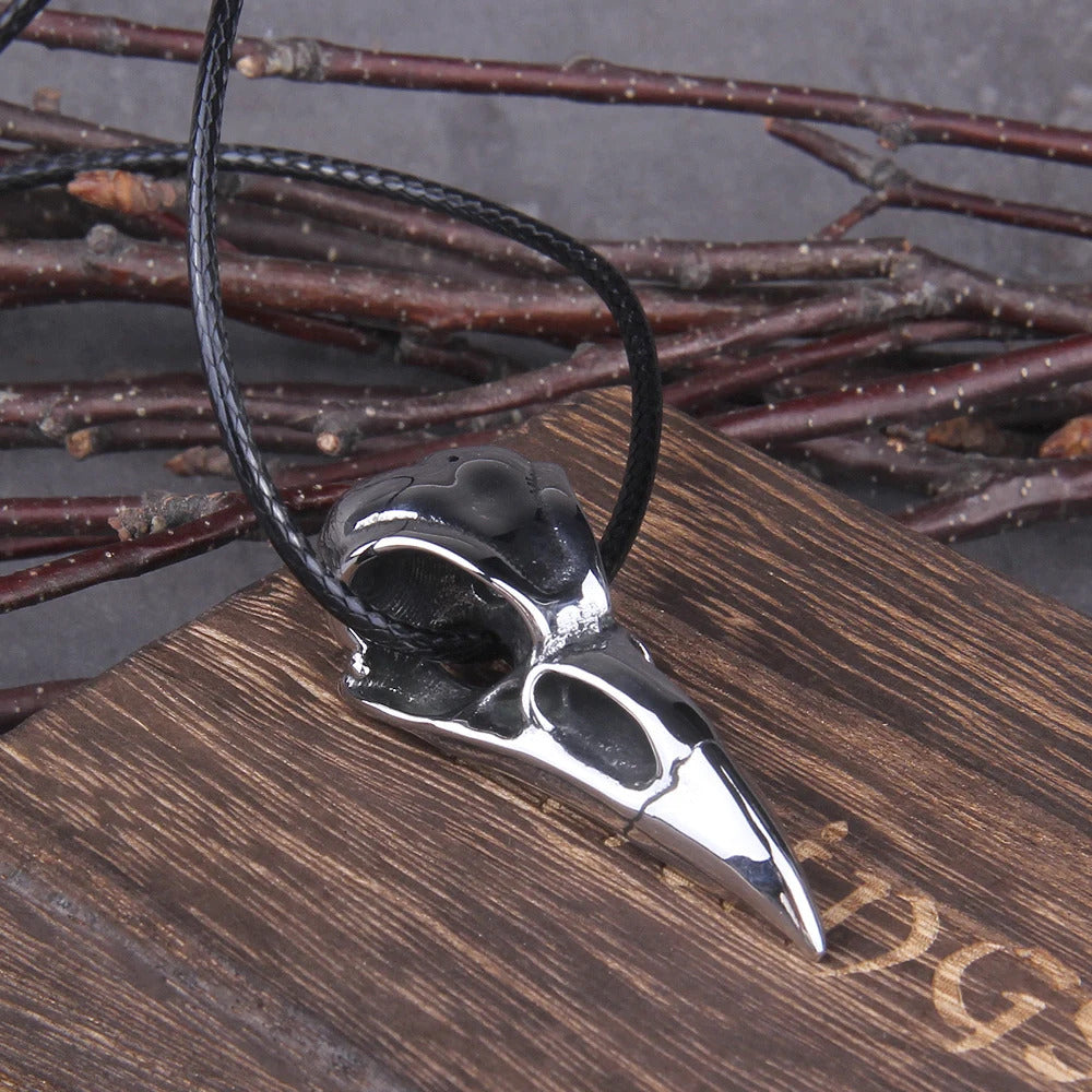 $20 christmas gifts Men Retro Crow Viking Pirate Pendant Necklace Stainless Steel Raven Neck Chain For Male Men's Berserk Rune Cool Fashion Jewelry