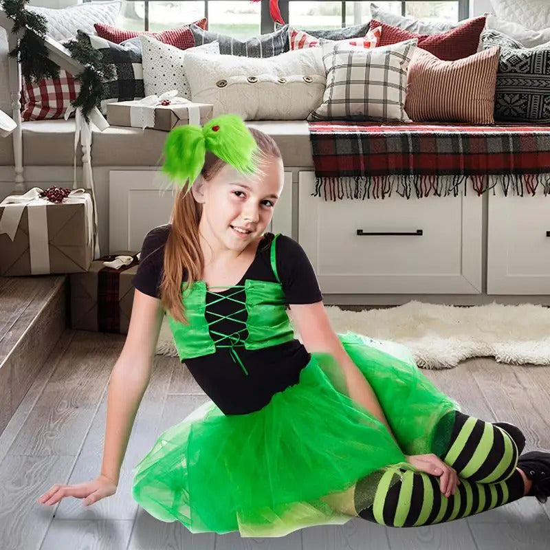 $10 christmas gifts Green Bows Green Furry Hairpin Christmas Tree Decorations Holiday Hair Accessories For Hair Styling $10 gift ideas