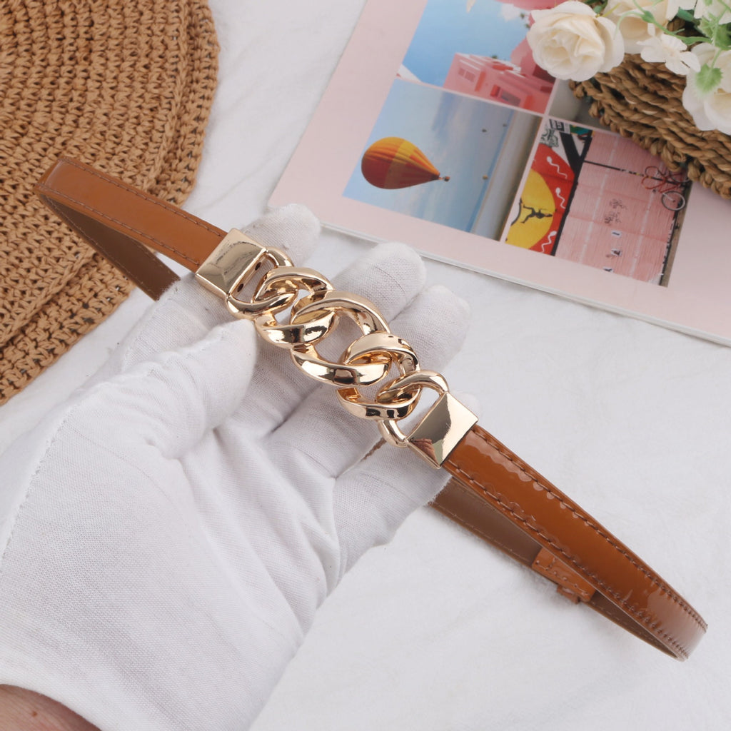 High Quality Ladies' Leather Thin Belt All-match Decoration for Bottoms Blazer Dress Waist Chain Retro Solid Belt
