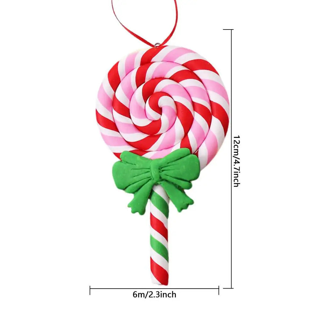 $10 christmas gifts Christmas Tree Decoration Ornament Simulated Soft Clay Lollipop Red White Candy Cane Xmas Tree Pendants Xmas 2025 Decor For Home