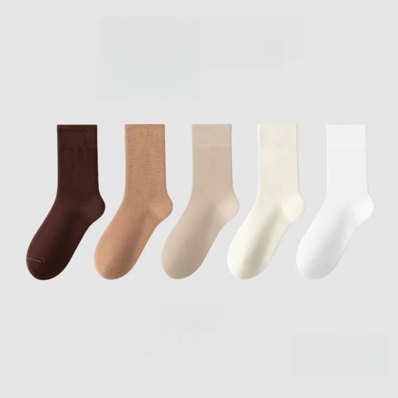 Cotton Socks Women Seamless Soft Crew Socks Medium Tube Long Loose Casual Solid Color Anti-Pilling Breathable
