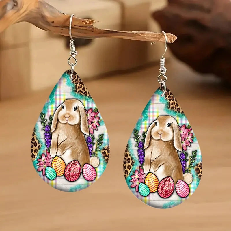 $10 christmas gifts Lovely Animal Design Teardrop Earrings Rabbit Pig Owl Tiger Print Colorful Wooden Drop Ear Dangle Jewelry Girls Christmas Gifts