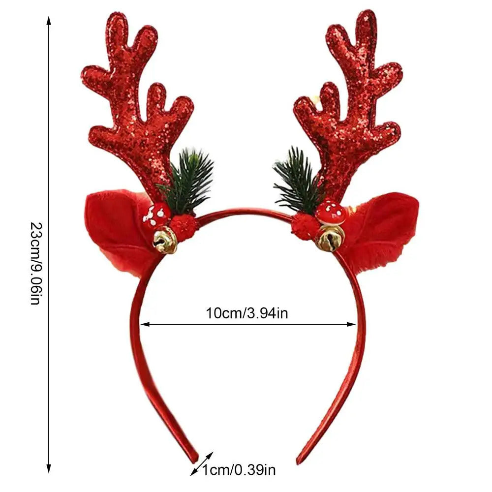 $10 christmas gifts Christmas Deer Antlers Headband Cute Reindeer Antlers Headband Glitter Antlers Plush Ears Bell Head Buckle Christmas Ornament