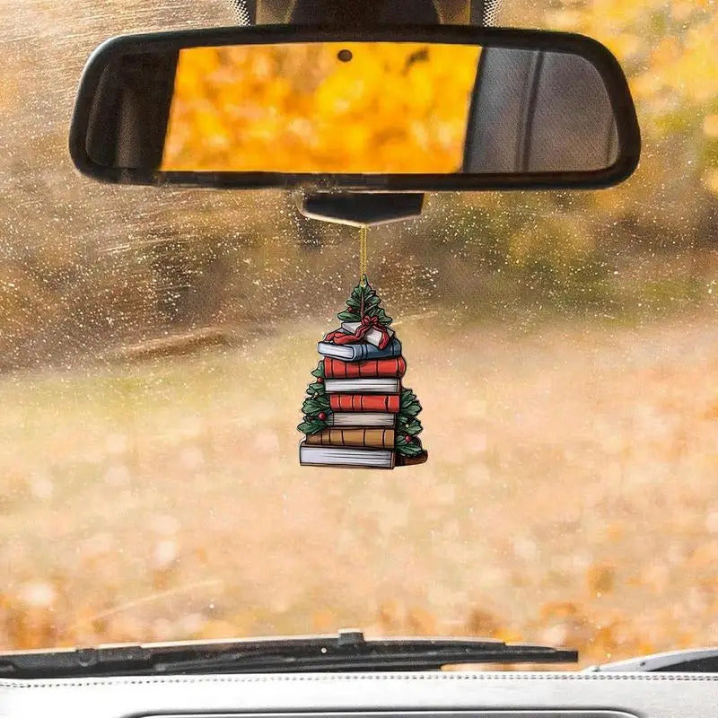 $10 christmas gifts Book Christmas Ornament Bookworm Book Lovers 2D Acrylic Pendants Christmas Tree Pendant Ornaments Hanging Decorations For Window