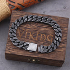 $10 christmas gifts Never Fade Stainless Steel Vikings Bracelets For Men Blank Color Punk Curb Cuban Link Chain Bracelets with gift wooden box