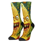 Crazy Corn Monster Novelty Men's Socks Street Hip Hop Funny Happy Socks Harajuku Retro Fashion Casual Sports Socks Party Gift