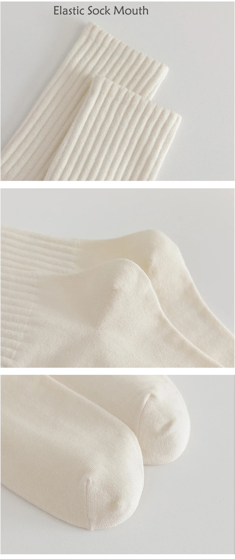 Women Elastic Socks Solid Color Fashion Classic Striped JK Socks Coffee Beige White Black Cotton Middle Tube Long Casual Socks