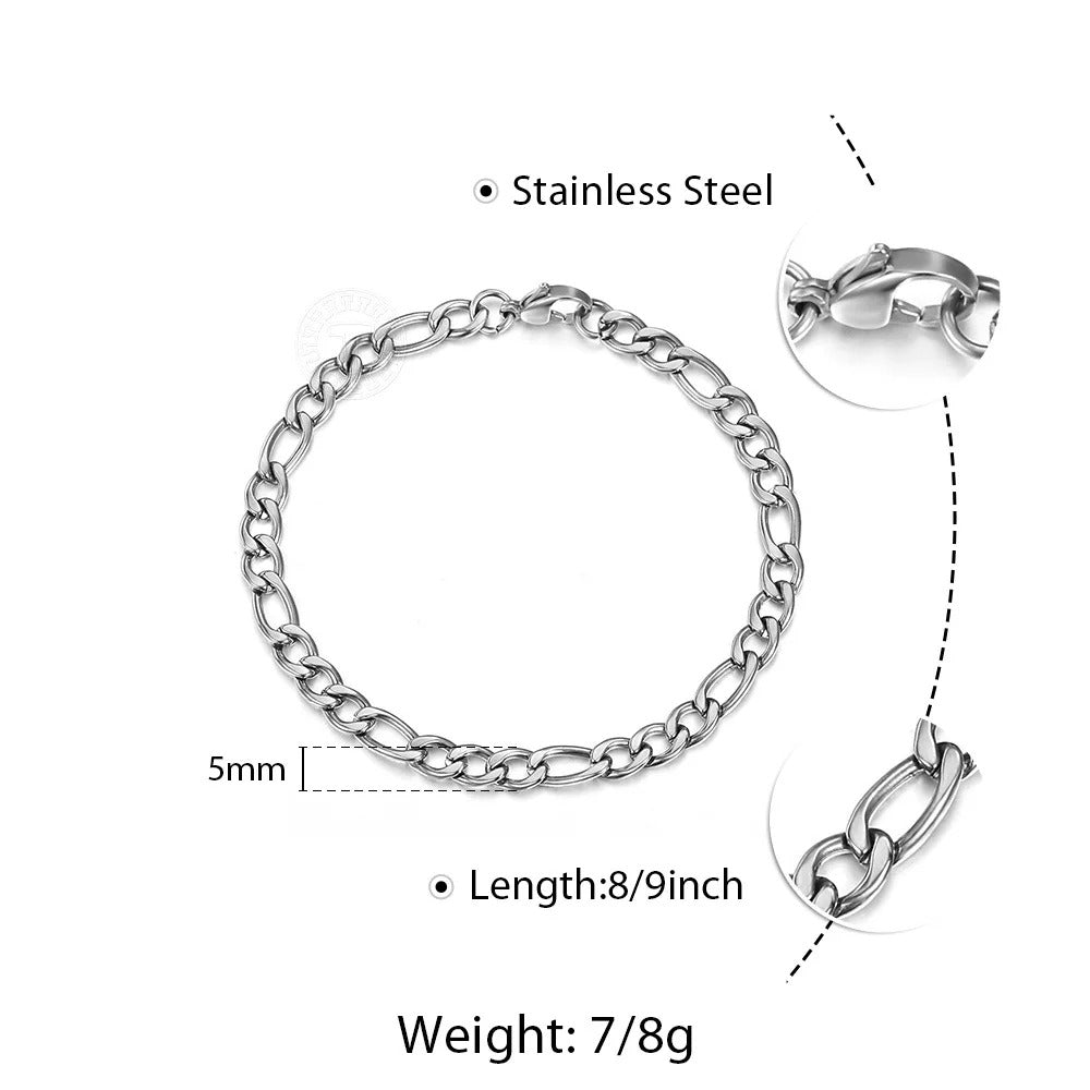 christmas gifts 3/5/7/9mm Gold Silver Color Bracelet Curb Chains Link Men link Chain Stainless Steel Male Female Accessories Fashion DKBM171A