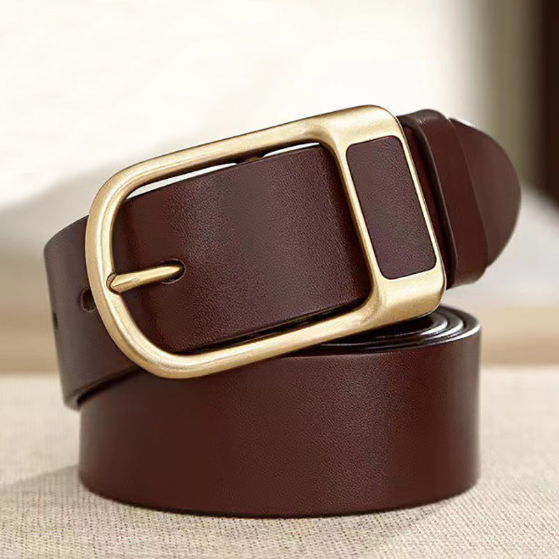 Men's High Quality Genuine Cowhide Leather Belt with Fashionable Pin  Length for Business-Casual Wear