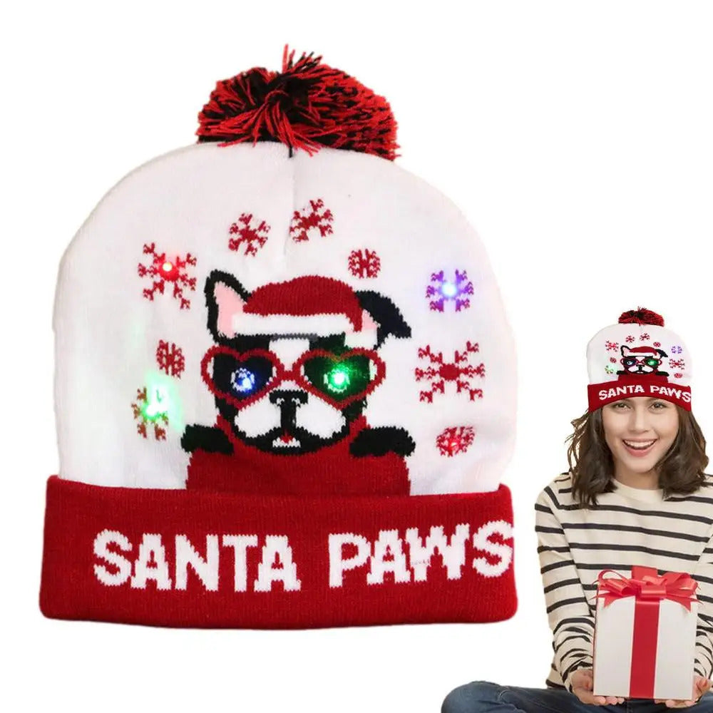 $10 christmas gifts Christmas LED Christmas Beanie Hat Winter Warm With Poms Outdoor Light Up Hat Unisex Flashing Caps For Home Party $10 gift ideas