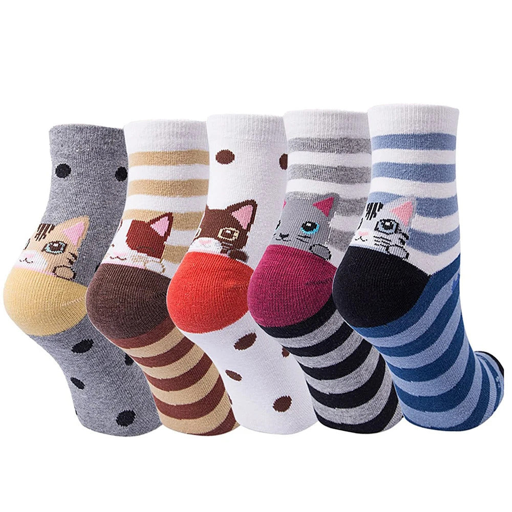 Women Animal Cotton Socks Autumn Winter High Quality Casual Tube Socks Female Ladies Lovely Cartoon Socks