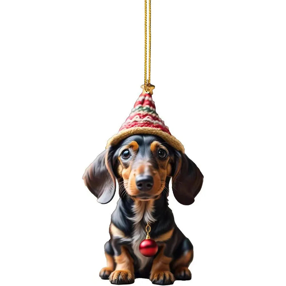 personalized christmas ornaments 2025 Christmas Cartoon Dog Ornament Acrylic Cute Dog Pendant Funny Puppy Pendant Xmas Tree Backpack Car Interior