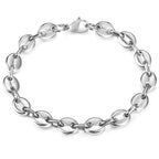 $30 christmas gifts Coffee Beans Link Chain Bracelet Stainless Steel Gold Silver Color for Men Women Simple Bracelet Jewelry Gift 7/9/11mm KBM169A