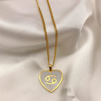 $10 christmas gifts 12 Constellation Necklace for Women Charms Enamel Heart Zodiac Sign Pendant Necklace Aries Leo Amulet