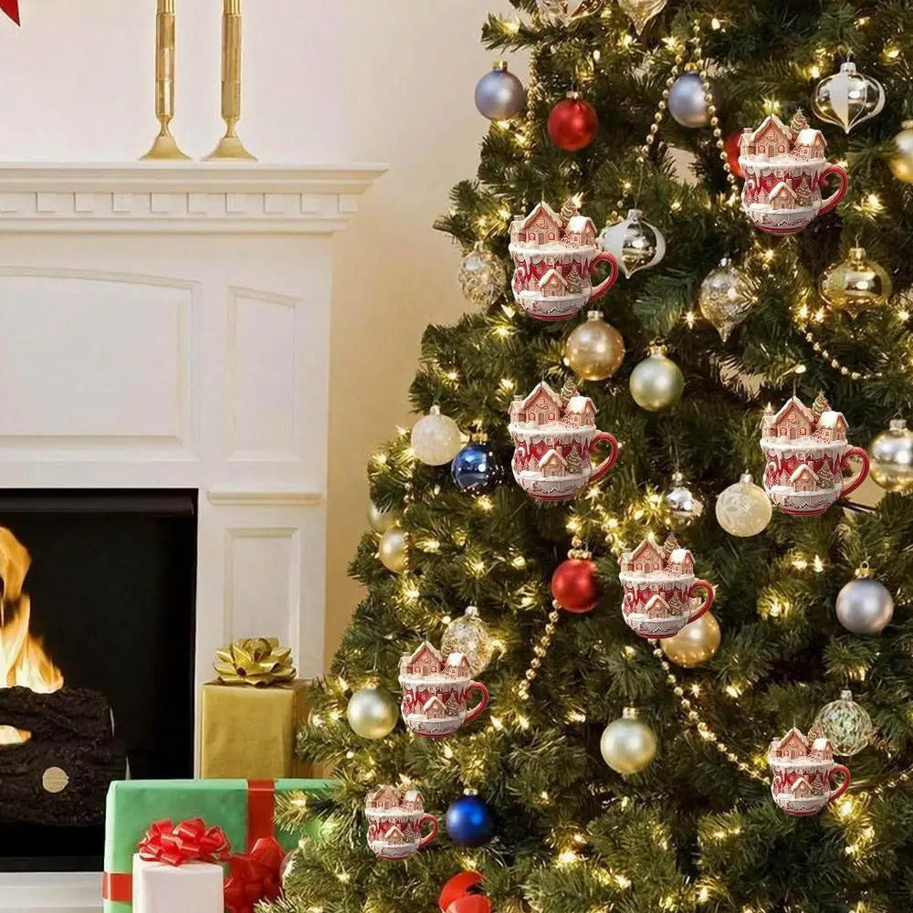 $10 christmas gifts Christmas Snow House Pendant Decoration Tree Pendant Snow House Acrylic Ornament 2D Art Keychain Pendant Seasonal Decor Backpack