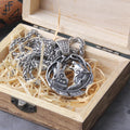 $10 christmas gifts Never Fade Men stainless steel double Wolf norse viking pendant necklace vikings wooden box as christmas gift $10 gift ideas