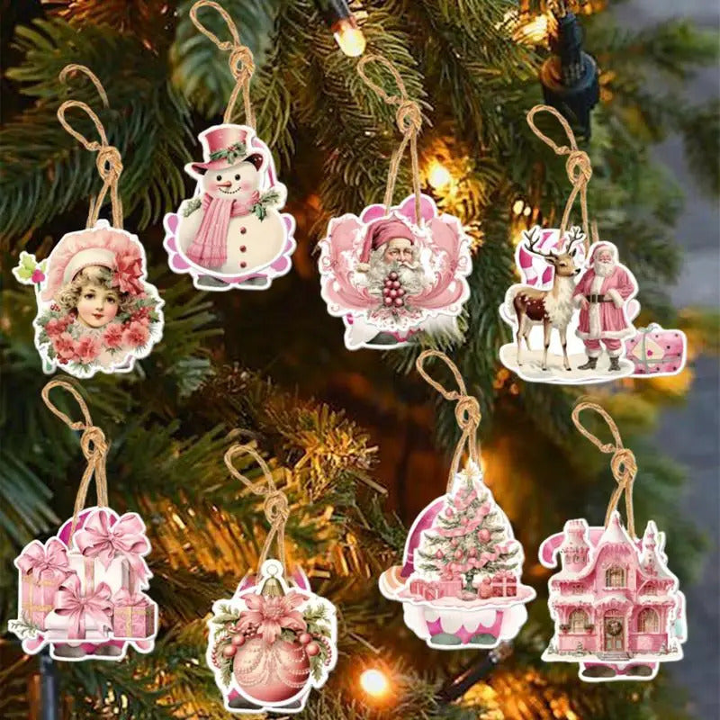 $10 christmas gifts Tree Ornaments Pink Christmas Tree Ornaments Pink 8Pieces Christmas Pendants Tree Ornaments Vintage Holiday Decorations Cute