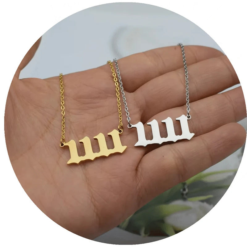$10 christmas gifts Angel Number 1111 Necklace For Women 111 222 333 444 777 Stainless Steel Choker Chain Jewelry Best Friends Birthday Gift BFF