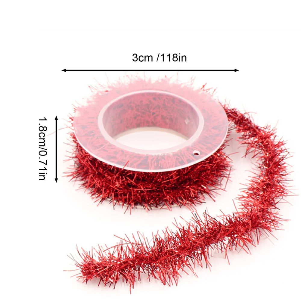 2M Christmas Tree Ribbon Wired Wide Glitter Colorful Shiny Ribbons Decorative Christmas DIY Gift Wrapping Holiday Party Decor