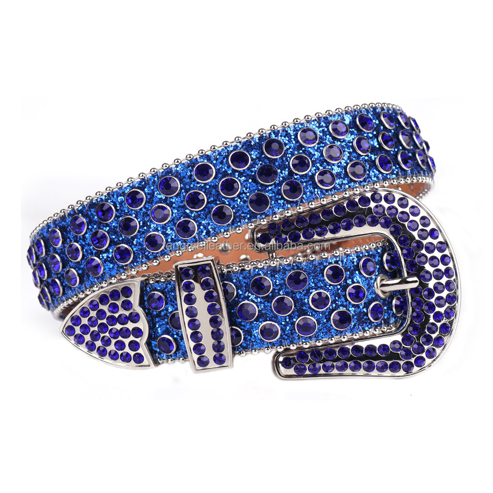 Bold&Eye-Catching Red Bling Bling Diamond Belt Rhinestone&Spike Studded Leather Belt