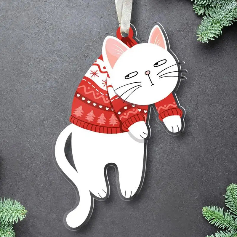 $10 christmas gifts Kitten Ornaments For Christmas Tree 2D Acrylic Ornament Seasonal Decor Christmas Tree Ornaments Decorative Pendant Car Rear View