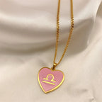 $10 christmas gifts 12 Constellation Necklace for Women Charms Enamel Heart Zodiac Sign Pendant Necklace Aries Leo Amulet