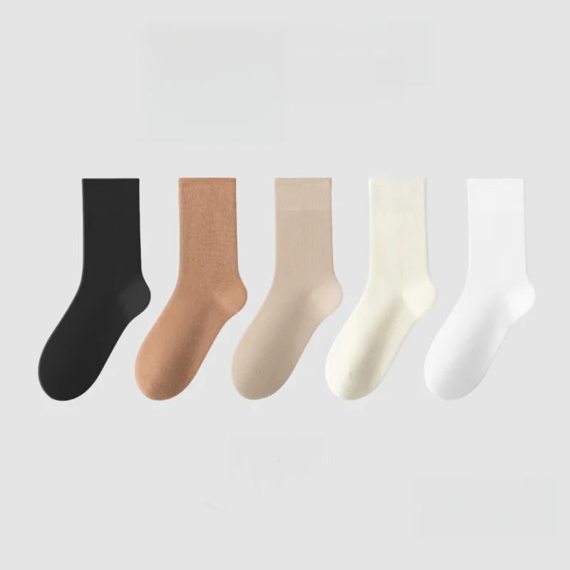 Cotton Socks Women Seamless Soft Crew Socks Medium Tube Long Loose Casual Solid Color Anti-Pilling Breathable
