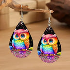 $10 christmas gifts Lovely Animal Design Teardrop Earrings Rabbit Pig Owl Tiger Print Colorful Wooden Drop Ear Dangle Jewelry Girls Christmas Gifts