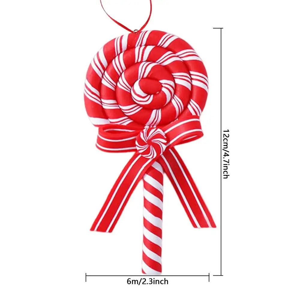 $10 christmas gifts Christmas Tree Decoration Ornament Simulated Soft Clay Lollipop Red White Candy Cane Xmas Tree Pendants Xmas 2025 Decor For Home