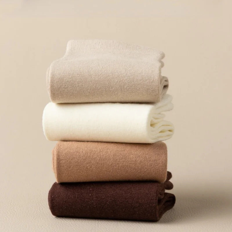 Cotton Socks Women Seamless Soft Crew Socks Medium Tube Long Loose Casual Solid Color Anti-Pilling Breathable