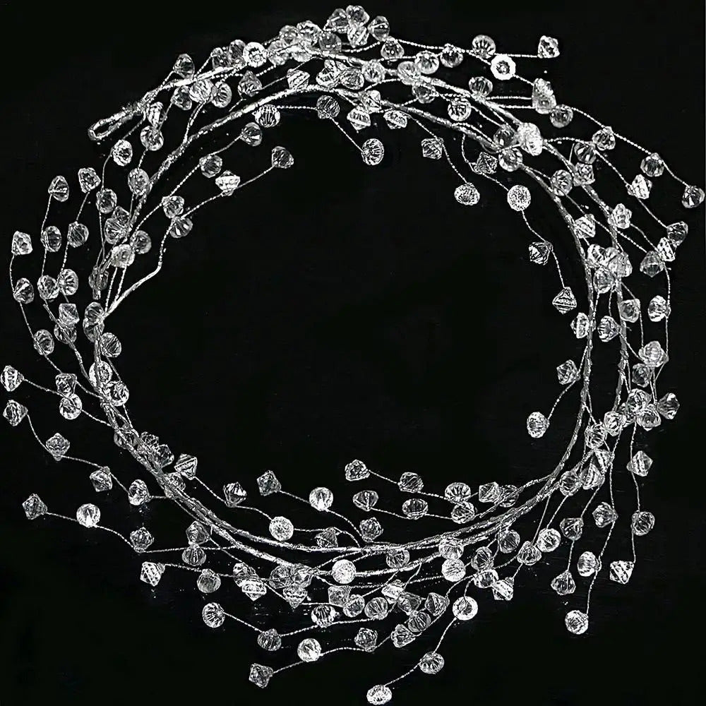 Christmas Bead Garland Christmas Garland Artificial Pearls Beads 3.6 Ft Clear Acrylic Crystal Beads Branch String Garland For