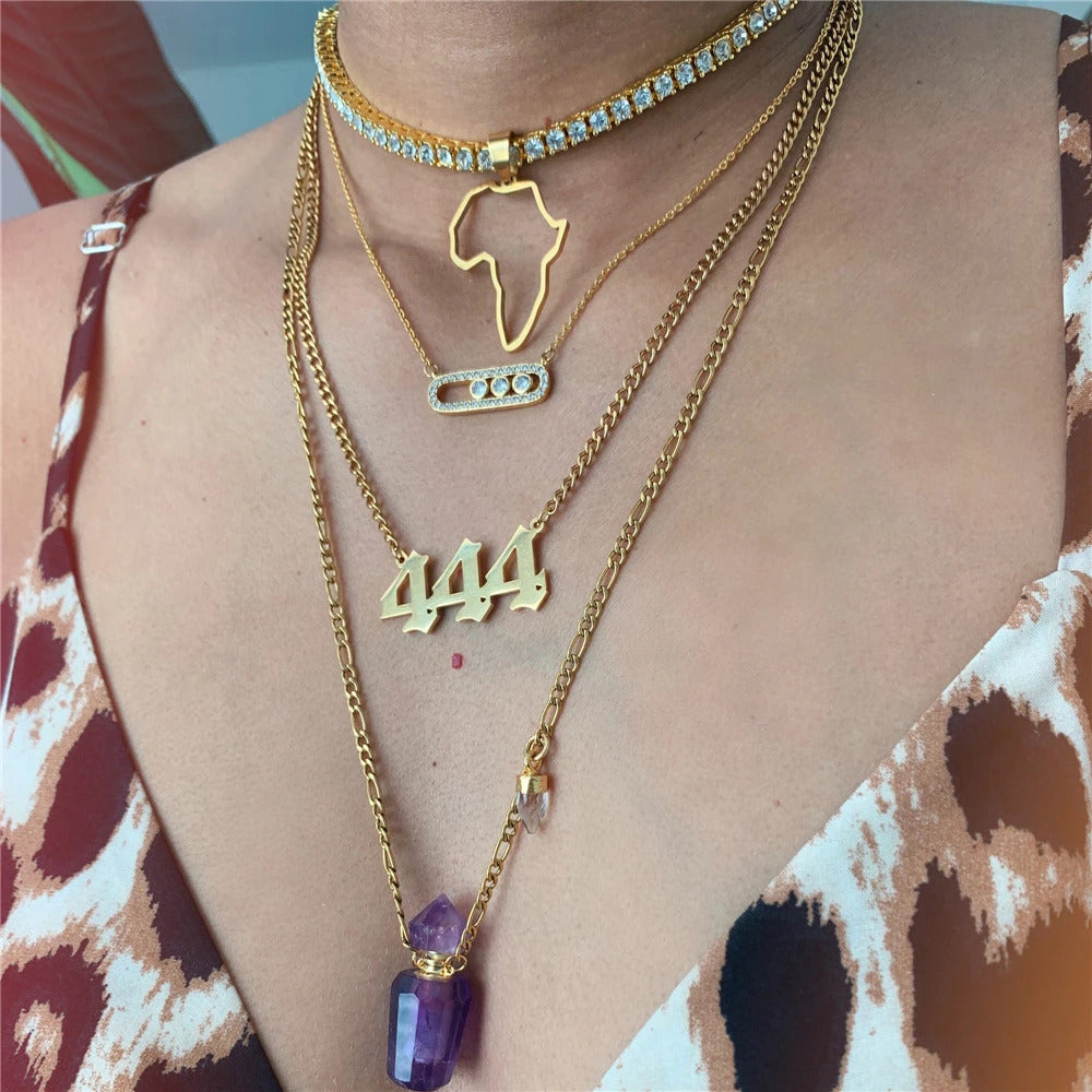 $10 christmas gifts Angel Number 1111 Necklace For Women 111 222 333 444 777 Stainless Steel Choker Chain Jewelry Best Friends Birthday Gift BFF