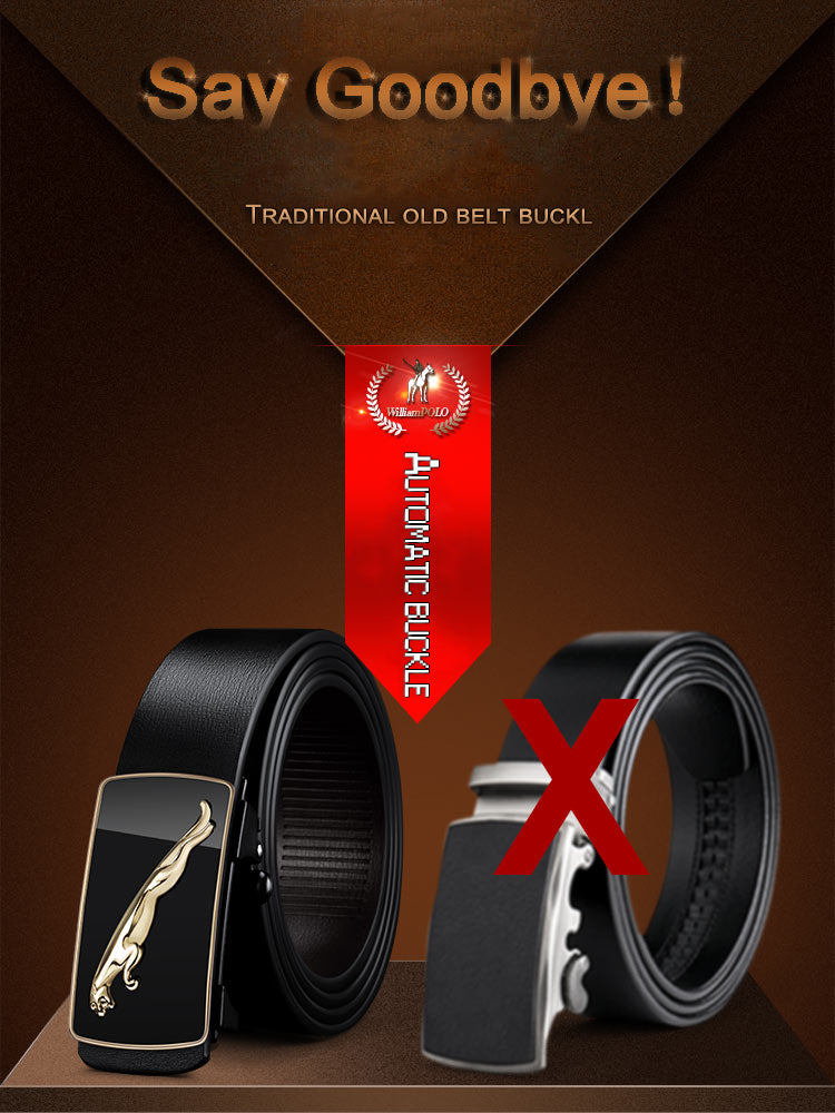Fashion Casual Belts Leather Men Trendy Pants Genuine Mens Leather Belts Alloy Automatic Buckle Belt