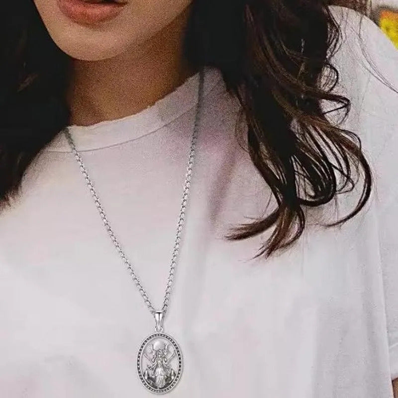 $10 christmas gifts Witch Hecate necklace stainless steel March witch goddess pendant box chain daily match