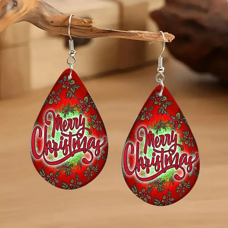 $10 christmas gifts Cute Christmas Earrings For Girls Santa Claus Tree Snowman Teardrop Wooden Drop Dangle Perfect New Year Women Gifts $10 gift ideas