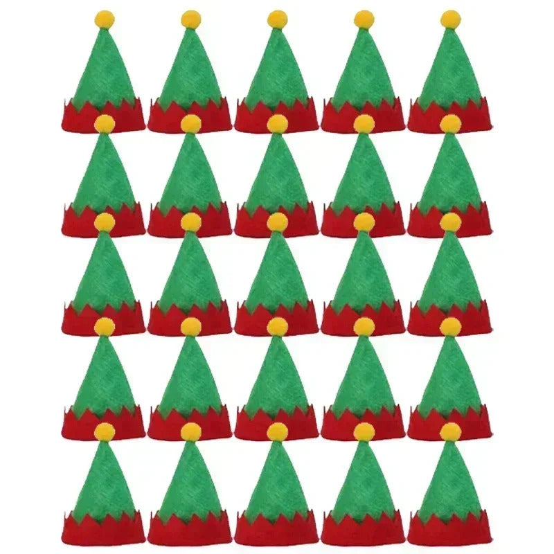 2025 xmas ornament Lots Christmas Wine Bottle Cover Cap Red Green Xmas Hats Scarf Home Ornament Festival Party Tableware Decoration Supplies 2025