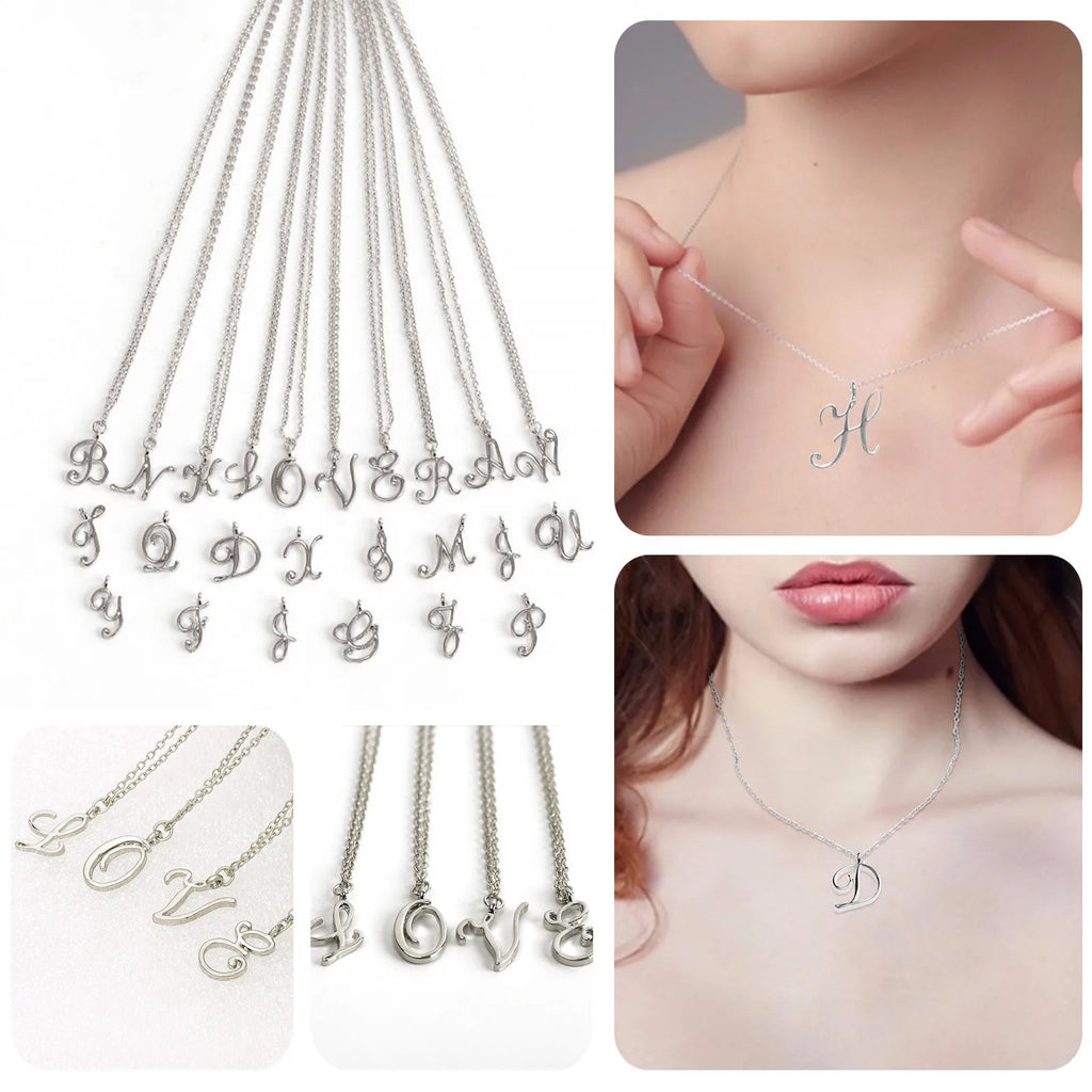 $10 christmas gifts Ladies Pendant Necklace Hundred Matching Clavicle Chain English 26 Classic Letter Home Diy Dainty Circle Necklaces Daily Decor