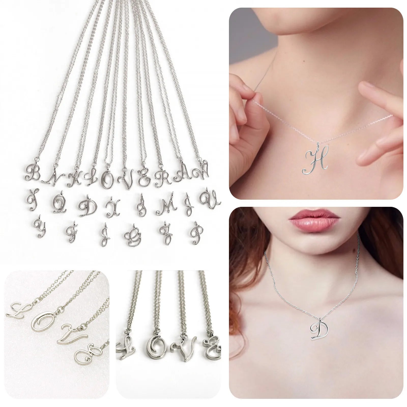 $10 christmas gifts Ladies Pendant Necklace Hundred Matching Clavicle Chain English 26 Classic Letter Home Diy Dainty Circle Necklaces Daily Decor