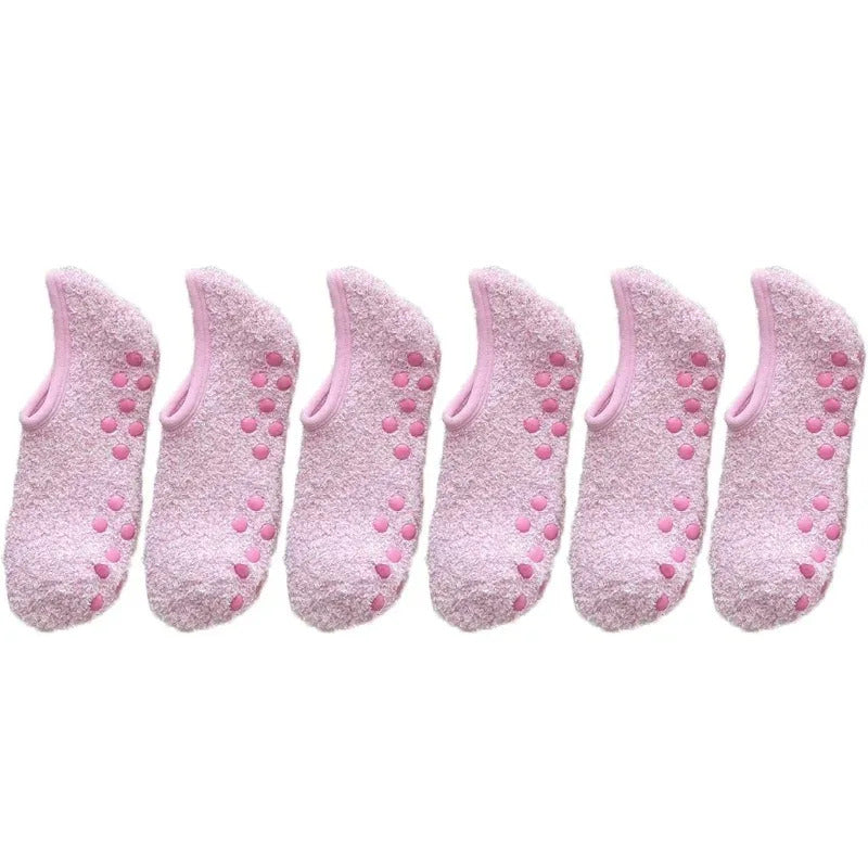 Thickened Plush Socks Women Winter Warm Coral Fleece Sox Sleeping Slippers Silicone Non-slipInvisible Short Boat Socks