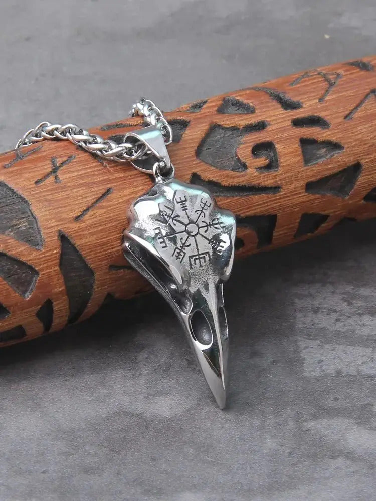 $20 christmas gifts Men Retro Crow Viking Pirate Pendant Necklace Stainless Steel Raven Neck Chain For Male Men's Berserk Rune Cool Fashion Jewelry