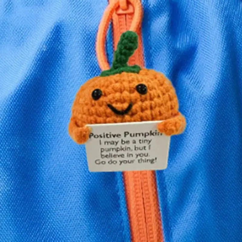 $10 christmas gifts Positive Crochet Pumpkin Tiny Pumpkin Emotional Support Crochet Decor 8Cm/3.15Inch Cute Crochet Doll With Positive Card Cartoon