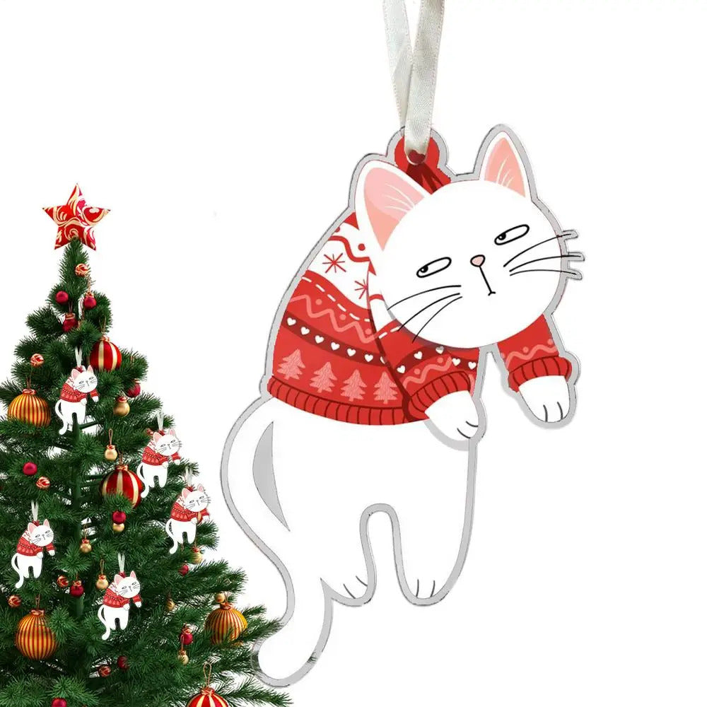 $10 christmas gifts Kitten Ornaments For Christmas Tree 2D Acrylic Ornament Seasonal Decor Christmas Tree Ornaments Decorative Pendant Car Rear View