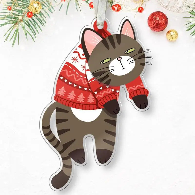 $10 christmas gifts Kitten Ornaments For Christmas Tree 2D Acrylic Ornament Seasonal Decor Christmas Tree Ornaments Decorative Pendant Car Rear View
