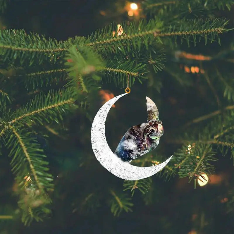 $10 christmas gifts Christmas Tree Decorations Animal Hanging Ornament Sitting On The Moon Animal Pendants Car Rearview Mirror Hanging Ornaments