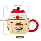 $30 christmas gifts Creative Christmas Ceramic Tumbler with Santa Claus Apple Design Eco-friendly 400ml Coffee Cup with Lid for Gift