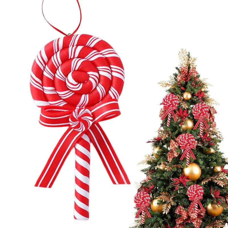 $10 christmas gifts Christmas Tree Decoration Ornament Simulated Soft Clay Lollipop Red White Candy Cane Xmas Tree Pendants Xmas 2025 Decor For Home