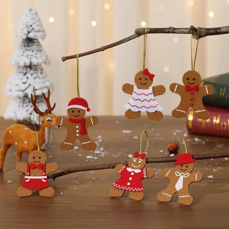 $10 christmas gifts 6pcs Gingerbread Man Ornaments Doll Christmas Decoration Pendants Xmas Tree Hanging Ornament Christmas for Home New Year Gift