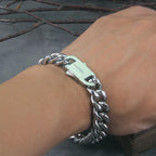 $10 christmas gifts Never Fade Stainless Steel Vikings Bracelets For Men Blank Color Punk Curb Cuban Link Chain Bracelets with gift wooden box